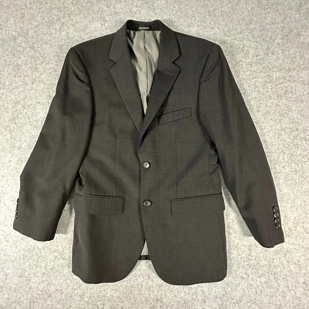 Pronto Uomo Suit Set Mens 37S 31W Charcoal Gray Wool Blend 2-Button Professional